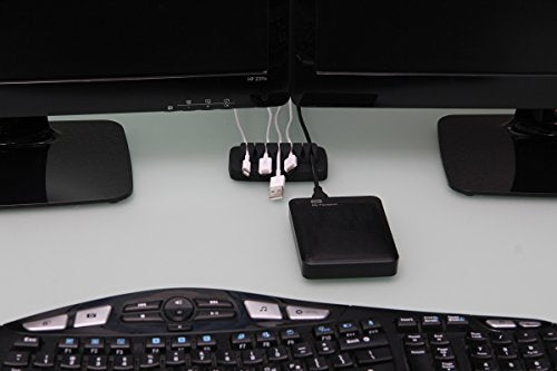 Heaviest Cable Organizer on the Market! Compact and Weighted Desktop Cord Holder and Cable Organizer, Eco-Friendly Silicone, No Bad Smell, Bundled with 4 Reusable Cable Ties! (Black) - color: Black, Standard