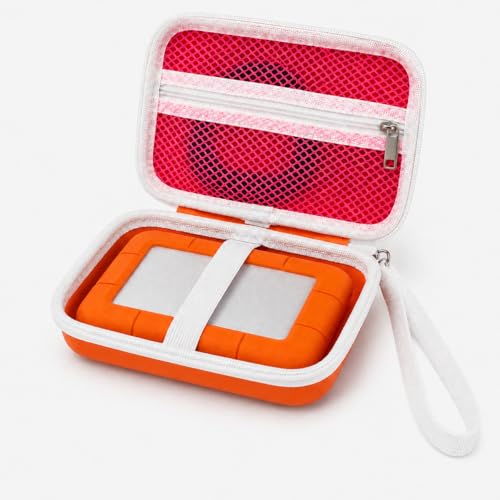 Case Compatible with LaCie Rugged Mini 1TB/ 2TB/ 4TB/ 5TB External Hard Drive Portable HDD, Storage Holder for Hard Drives for Mac and PC Computer & USB 3.0 2.0 Cable SD Cards (Flame) - color: Flame