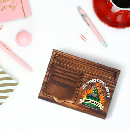 Chaos Humor Desk Organizer, Funny Sticky Note Holder for Coworker Office Gift, Encouragement Memo Pad Holder for Work Desk STYW5 - style: Chaos Humor Desk Organizer