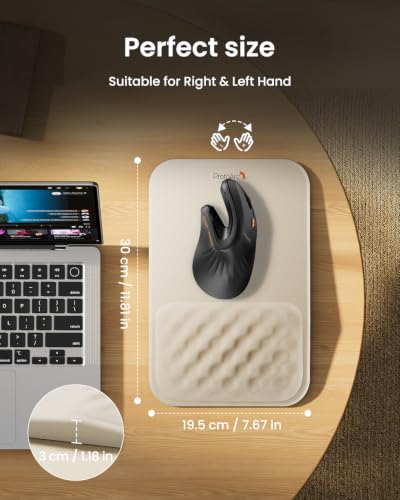 ProtoArc MP50 Ergonomic Mouse Pad with Wrist Rest, MP50 Mousepad with Massage Design, Soft Memory Foam and Non-Slip PU Base for Pain Relief, Desk, Home, Office, 12x8 Inches, Beige (Mouse Not Included) - color: Beige Lycra