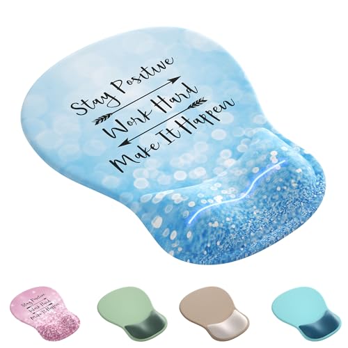 Ergonomic Mouse Pad with Wrist Rest,Cute Gel Mousepad Wrist Support - Small Mini Portable for Travel Mouse Pads for Desk Laptop,Computer,Office & Home Decor(Glitter Light Blue) - color: D-Glitter Light Blue