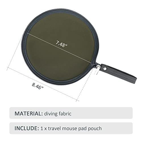 2 in 1 Convertible Round Travel Mouse Pad Mat and Case with Zipper Pouch for Outdoor Business Trip