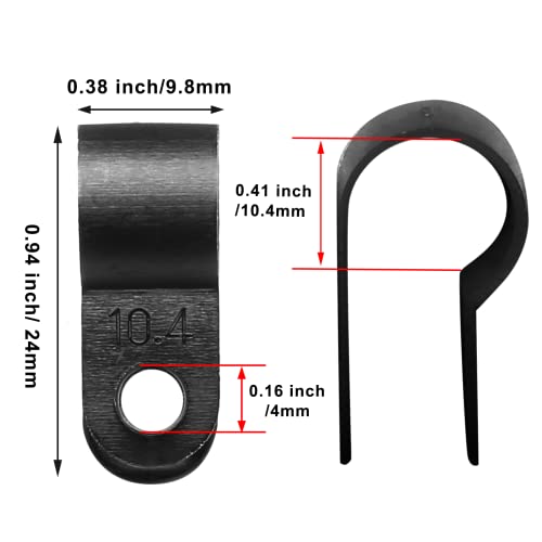 60pcs 3/8 Inch Nylon Cable Clamps, R-Type Wire Cable Clips with M4 Screws, Screw Mounting Cord Fastener Wire Conduit Clamp for Wire Management (Black) - color: Black, size: 3/8 inch/10.4mm