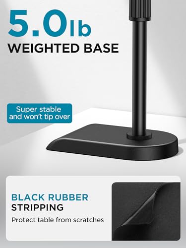 InnoGear Adjustable Desk Microphone Stand, Weighted Base with Soft Grip Twist Clutch, Boom Arm, 3/8/'' and 5/8/'' Threaded Mounts for Blue Yeti and Blue Snowball, Kick Drums, Guitar Amps, Black - size: Medium