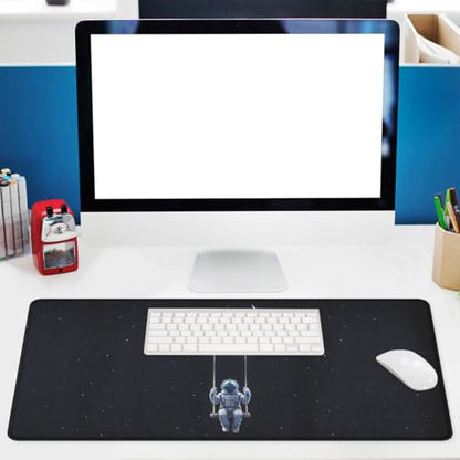 Moon Mouse Pad Astronaut Swing Night Large Desk Mat Waterproof Stitched Edges Rubber Base Non-Slip Deskmap Computer Keyboard Mat Office Computer Keyboard Laptop 31.5"x11.8" - color: Moon
