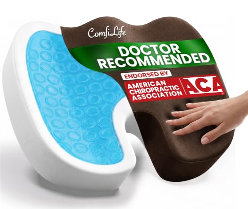 ComfiLife Premium Gel & Memory Foam Seat Cushion – Doctor Recommended Office Chair Cushion, Car Seat Cushion – Chair Cushions for Back & Sciatica Pain Relief – Seat Cushions for Office & Desk (Brown) - color: Brown, size: Large