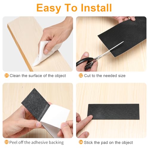 CHUNZEXI Non Slip Furniture Pads, Self Adhesive Rubber Pads with Anti Skid Stickers, Cuttable Rubber Strip for Furniture and Appliances (1” × 4”) - size: 4x1 inch 12 Rectangular