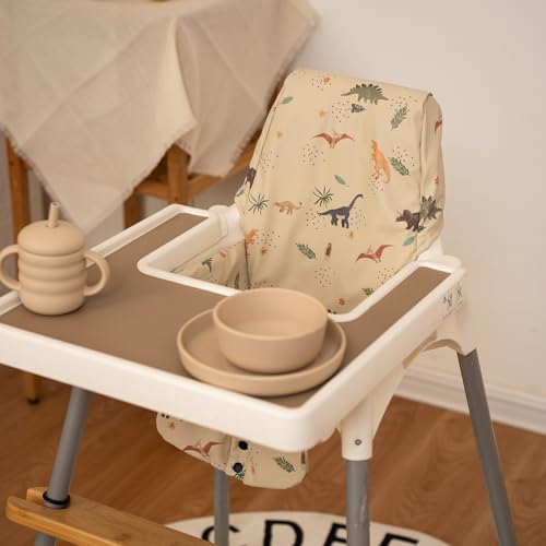 High Chair Cover for Baby High Chair Cushion Compatible with IKEA Antilop Soft and Comfortable HighChair Seat Cover Replacement Waterproof and Easy to Clean, Dinosaur - color: Sandy