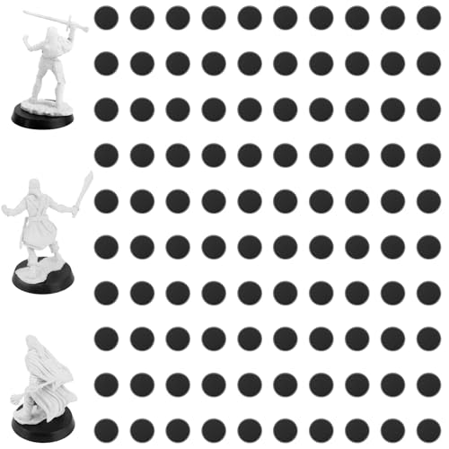 100Pcs 25mm/0.98inch Plastic Model Miniature Bases,3.6mm/0.14 Thick Circular War Figure Display Stands For Gaming Miniatures or Wargames Role Playing Board Game Figure Toy (100PCS-25mm-Black Round) - color: 100PCS-25mm-Black Round