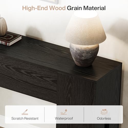 Tribesigns 71-Inch Long Console Table for Entryway, Farmhouse Sofa Console Behind Couch, Entry Table for Hallway, Foyer, Living Room, Black - color: Black
