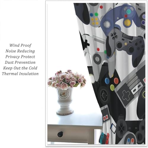 Gamer Curtains, Gamepad Modern Controller Games Console Window Curtains for Boys Girls Kids Room Bedroom Living Room 42" W X 45" L - color: Gamepad-6, size: 20.5"W x 45"L (Pack of 2)
