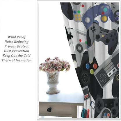 Gamer Curtains, Gamepad Modern Controller Games Console Window Curtains for Boys Girls Kids Room Bedroom Living Room 42" W X 45" L - color: Gamepad-6, size: 20.5"W x 45"L (Pack of 2)