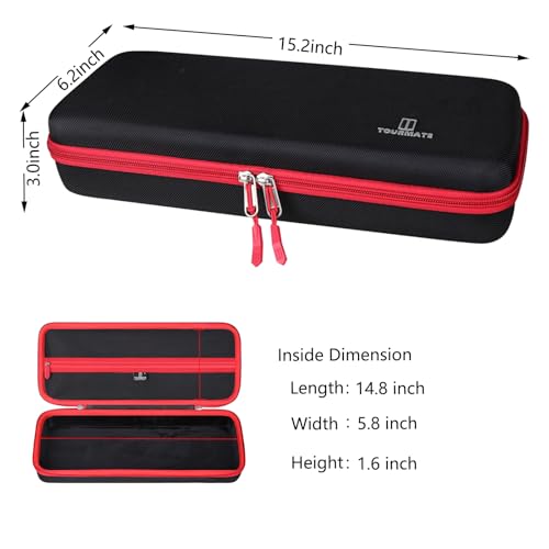 Hard Storage Case for Keychron QMK/VIA/Aula F75 Pro/WIN68 HE/RedThunder 60%/GEODMAER 65% Gaming Keyboard,Travel Case for EPOMAKER x Aula F75/Ajazz AK820 Pro Mechanical Keyboard(Only Box)(Black + Red)