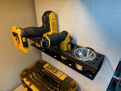 ULIBERMAGNET Power Tool Organizer Rack,Magnetic Heavy Duty Drill Holder,Wall Mount Metal Tool Rack with Screwdriver,Cordless Drill,Screw,Nail Storage,Utility Rack for Warehouse,Garage,Toolbox - style: Magnetic Power Tool Organizer with Parts Cup