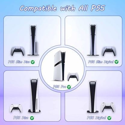 ZHGM Wall Mount Kit for PS5 Slim/Pro/PS5 Original Console & Controllers | Metal Wall Shelf for Playstation 5 Disc & Digital, Enhance Heat Dissipation, Space Saving & Stable Vertical Bracket, Silver - color: Silver