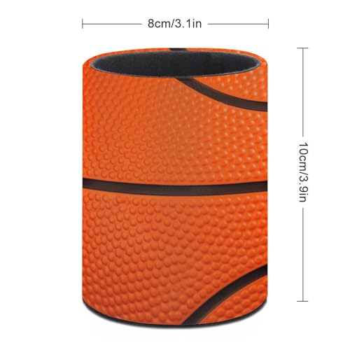 Basketball Texture Pen Holder Pencil Cup for Desk Organizer | Cute Makeup Brush Holder PU Multifunctional Office Suppliesfor Decor Home Classroom School - color: Basketball
