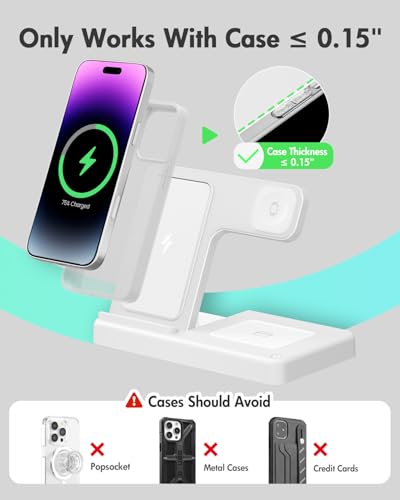 Wireless Charger Stand Charging Station: 3 in 1 Charger Stand Multiple Devices for Apple - iPhone 17 16e 16 15 14 Pro Max 13 12 - Watch 11 10 9 8 7 6 5 4 3 2 SE and Ultra Series-Airpods 4 3 Pro, White - color: White