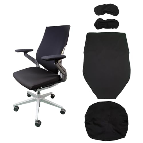 Suitable for Steelcase Gesture Office Chair Covers (4-piece Set, Including armrest Covers), Breathable, Comfortable, dustproof, Stain-Resistant, and Non-Slip (Graphite Black) - color: Graphite Black