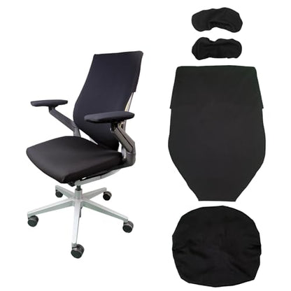 Suitable for Steelcase Gesture Office Chair Covers (4-piece Set, Including armrest Covers), Breathable, Comfortable, dustproof, Stain-Resistant, and Non-Slip (Graphite Black) - color: Graphite Black