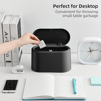 SUBEKYU 0.5 Gal Mini Countertop Trash Can with Lid for Desktop, Small Garbage Can for Office, Tiny Wastebasket, Plastic,Black - color: Black 0.5 Gal with Lid