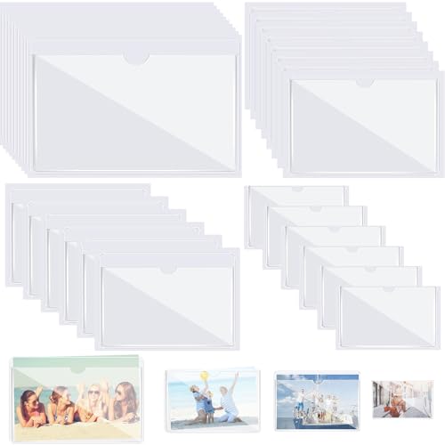 Chinco 30 Pcs Self Adhesive Pockets, Bin Labels for Storage Bins, Clear Pocket Label Sleeves, Plastic Index Card Holder with Top Open for Organizing Bins Box Drawer(Mixed Sizes) - size: Mixed Sizes