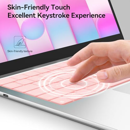 EooCoo Premium Keyboard Cover Skin Protector, Laptop Accessories Compatible with 2026 2025 2024 2023 2022 2021 M5-M1 Pro/Max MacBook Pro 14/16, M5-M2 MacBook Air 13/15, 2026 MacBook Neo 13, Pink - color: Pink