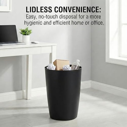Mini Waste Basket - Durable Small Plastic Garbage Trash Can Bin - Lidless Open-Top, Slim Profile for Compact Spaces - Suitable for Home, Bathroom, Office, Bedroom, Kitchen and More, Black - color: Black