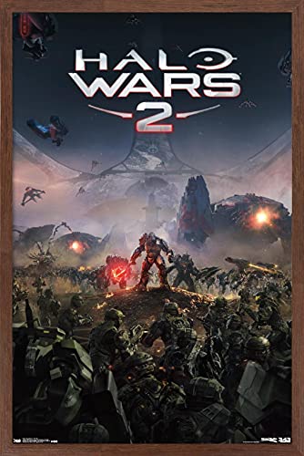 Trends International Halo: Halo Wars 2 - Key Art Wall Poster, 22.375" x 34", Mahogany Framed Version - color: Mahogany Framed Version, size: 34"L x 22.4"W