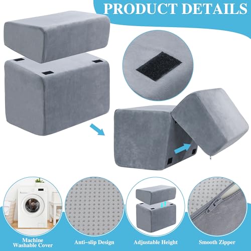 Under Desk Foot Rest, ROYALAY Ergonomic Office Footrest with 3 Adjustable Heights, High-Density Memory Foam Leg Rest for Home, Travel, Airplane with Washable Cover - color: Grey, size: 17*11*17in