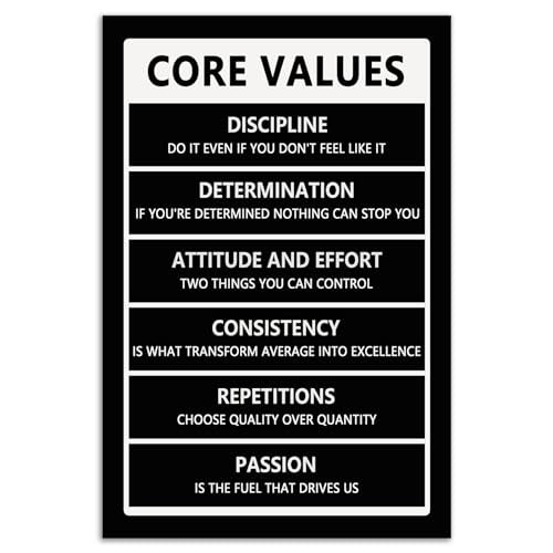 Inspirational Wall Art Office Wall Decor Motivational Positive Quotes Painting Picture Framed Inspirational Core Values Poster Painting Prints Artwork Home Living Room Classroom Decor[12" W X 18" H] - color: A-ONE-11, size: 12"L x 18"W
