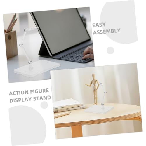 Yardwe Clear Figure Stand 2 Pack Action Figure Display Stand Base for Dolls Models and Collectibles Adjustable Angle Support Holder for Toy Display Easy Assembly