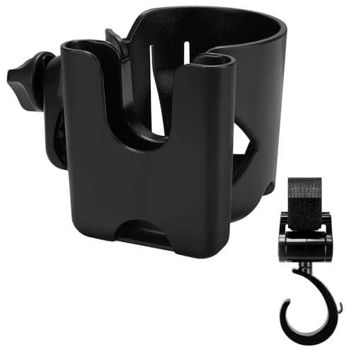 Accmor Stroller Cup Holder with Hook, Universal Cup Holder for Walker Wheelchair Bike, 360° Rotatable Stroller Cup Holder Attachment Accessories for Walker, Wheelchair, Scooter - color: Cup Phone Holder & Hook