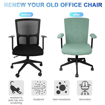 Tallew 4 Pcs Office Chair Covers Set Computer Universal Protective Stretchable Chair Seat Covers Desk Armrest Slipcovers Pads Office Cushion Backrest for Rotating (XL,Pea Green) - color: Pea Green