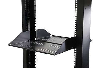 Aeons 2U 19-inch Universal Server Shelf Rack Mount Vented Cantilever Center Mount Shelf 10-Inch Deep, Fixed Server Rack Cabinet Vented Shelf Black - 10" Depth - style: 2U-10" Vented