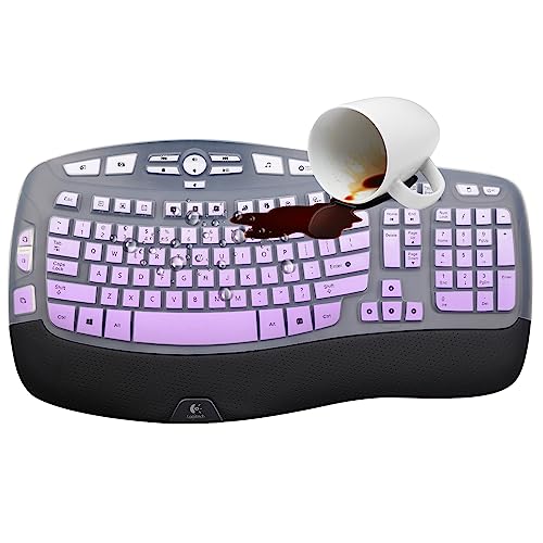 Keyboard Cover for Logitech K350 Wireless Wave Keyboard,& MK570 MK550 Wireless, Logitech K350 MK550 MK570 Keyboard Accessories Protective Skin-Rainbow-OmbrePurple - color: OmbrePurple