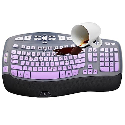 Keyboard Cover for Logitech K350 Wireless Wave Keyboard,& MK570 MK550 Wireless, Logitech K350 MK550 MK570 Keyboard Accessories Protective Skin-Rainbow-OmbrePurple - color: OmbrePurple