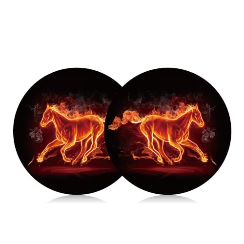 Car Cup Holder Coaster 2PCS Cool Fire Horse Car Coasters Car Cup Holder Insert Coasters Mats - color: Horse