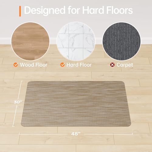 Office Chair Mat, 30" x 48" Computer Chair Mat for Hardwood Floor, Non-Curve Anti Slip Hard Floor Protector for Rolling Chair, PVC Mat Desk Rug for Home Office - color: Dark Brown, size: 30" x 48" Rectangular