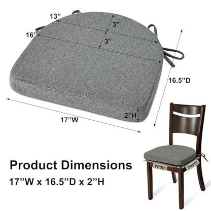 Shinnwa Kitchen Chair Cushions, Non-Slip Dining Chair Cushions with Ties and Machine Washable Cover, 17 x 16.5 x 2in, Dark Grey - color: Dark Grey