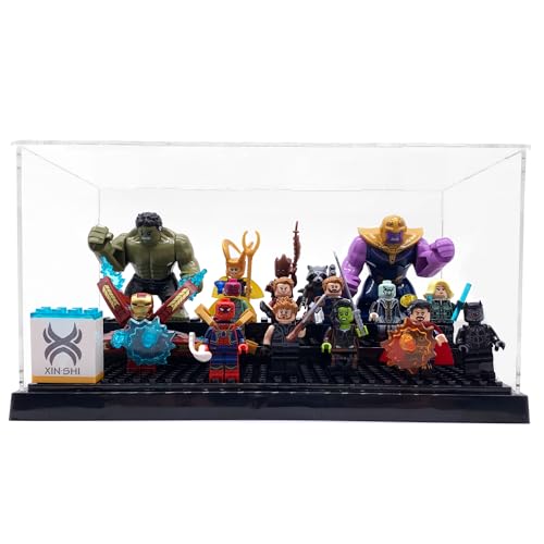 2 Pack Minifigure Display Case for LEGO, 3-Tier Acrylic Box, Black | Acrylic, Dustproof, 3 Removable Tiered Steps, Holds 70 Minifigures, Stackable, Desk Display, Gift for Collectors, Black - style: 2 PACK