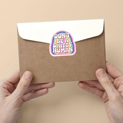 3PCS Don’t Be a Shitty Human Stickers Pack, Retro Rainbow Positive Reminder Quote for Teens & Adults, Stickers Die-Cut Waterproof for Laptop, Water Bottle, Phone, Window, Helmet - size: 7 inch
