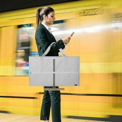 32 Inch Monitor Carrying Case, Travel Protective Bag for LCD Screens with Padded Velvet Lining, Waterproof & Shockproof Design-Light Gray - color: Light Gray