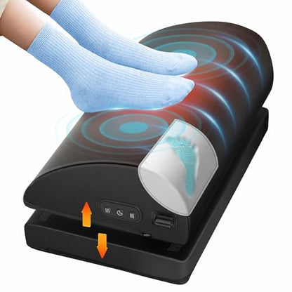 Beleduc Heated Foot Rest Under Desk at Work, Ergonomic Under Desk Foot Stool with Vibration Massage, Memory Foam Footrest, 3 Adjustable Height, Non-Slip