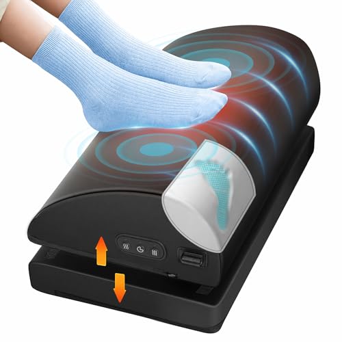 Beleduc Heated Foot Rest Under Desk at Work, Ergonomic Under Desk Foot Stool with Vibration Massage, Memory Foam Footrest, 3 Adjustable Height, Non-Slip