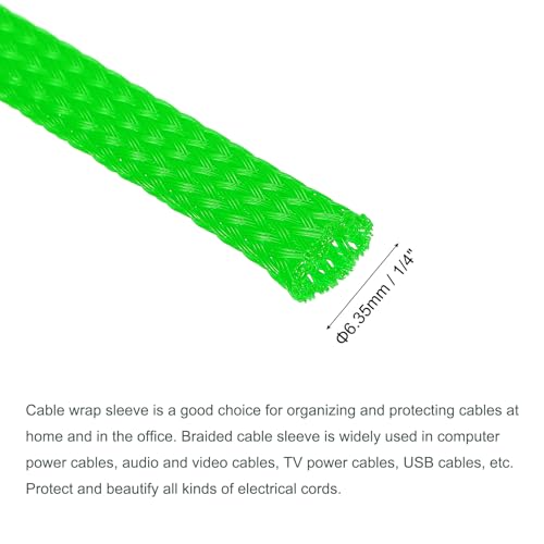 uxcell Expandable Sleeving, 1/4-inch 100ft Cable Sleeve, Green - color: Green, size: 1/4" x 100 Ft
