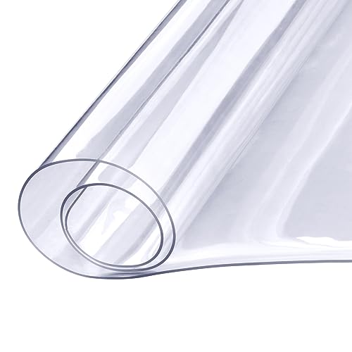 VEVOR Clear Table Cover Protector, 1.5mm Thick 36 x 72 in PVC Plastic Tablecloth, Waterproof & Oil Spill Proof, Customizable Rectangle Table Cover for Writing Desk, Coffee Table, Dining Room Table - size: 72" x 36" (Rectangular)