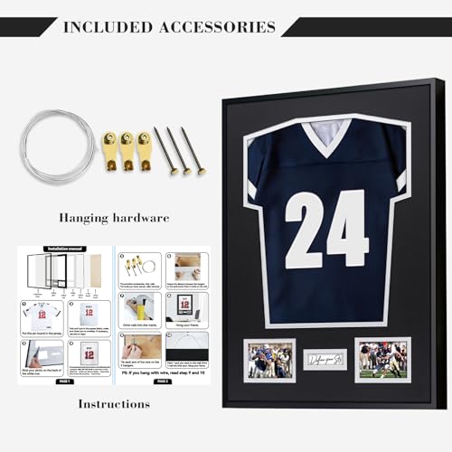 Aluminum Jersey Display Frame Case Large Shadow Box Jersey Frame with Photo Slots 98% UV Protection Clear Acrylic for Football, Hockey, Basketball, Baseball Shirt Ideal Gift for Sports Fans - color: Jersey Frame 11
