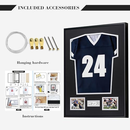 Aluminum Jersey Display Frame Case Large Shadow Box Jersey Frame with Photo Slots 98% UV Protection Clear Acrylic for Football, Hockey, Basketball, Baseball Shirt Ideal Gift for Sports Fans - color: Jersey Frame 11