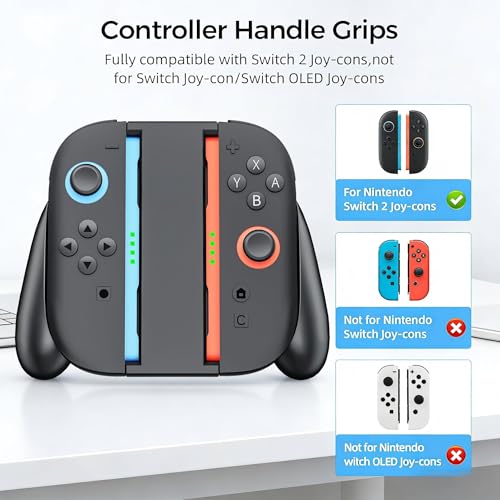 Controller Grip for Switch 2 Controllers, Ergonomic Handle Grip Holder with Magnetic Connection, Pro Style Layout Gamepad Grip Stand, Comfortable Gamepad Handle Holder Accessories for Switch 2 Without Charging Function (Controllers not included) - color: