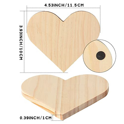 12 Pieces Unfinished Wood Coasters, GOH DODD 4.5 Inch Wooden Slices Blanks Bulk Set with Foot Pads for DIY Crafts Laser Engraving Wood Burning Staining Painting Decoupage Valentine's Day, Heart - color: Heart-12pcs